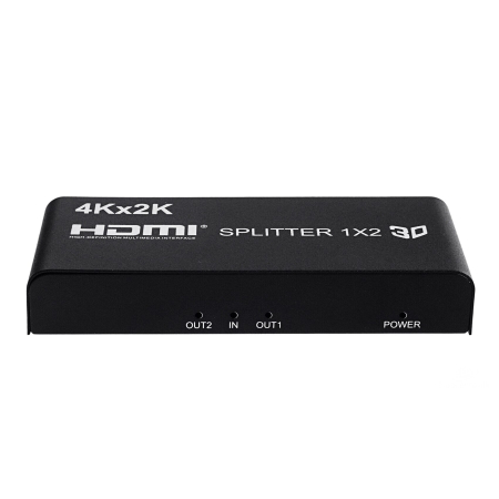 Splitter HDTV 1x2 4K UHD, distributie semnal 2 monitoare, 3D, 3840x2160, amplificare activa, alimentare 5V [1]