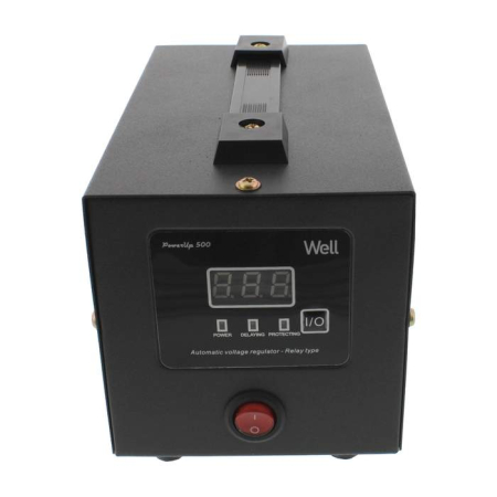 Refurbished - Stabilizator de tensiune Well POWERUP500 500VA 300W negru, model AVR-REL-POWERUP500-WL