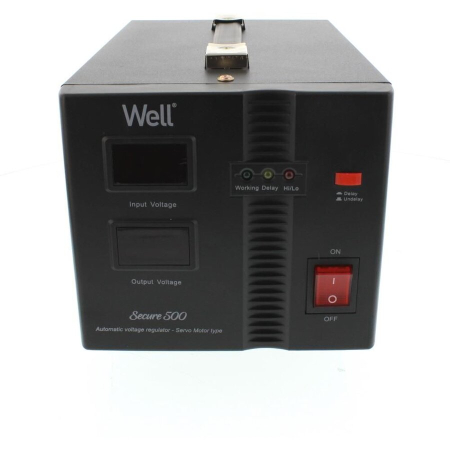 Refurbished - Stabilizator automat de tensiune cu servo motor Secure 500VA/300W, Well, reconditionat RCD-AVR-SRV-SECURE500-WL