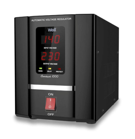 Refurbished - Stabilizator automat de tensiune cu servo motor Well Constant 1000VA/600W, reconditionat RCD-AVR-SRV-CONSTANT1000-WL