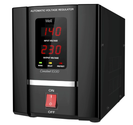 Refurbished - Stabilizator automat de tensiune Well Constant 1500VA/900W cu servo motor, reconditionat RCD-AVR-SRV-CONSTANT1500-WL