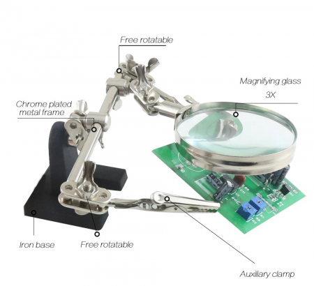 Stativ cu clesti si lupa pentru electronica BST-168Z [1]