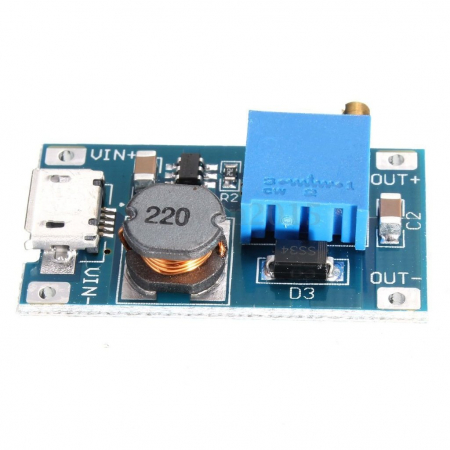 Surse miniatura pentru prototipuri - Modul convertor step-up cu micro USB OKY3501-6 cu MT3608