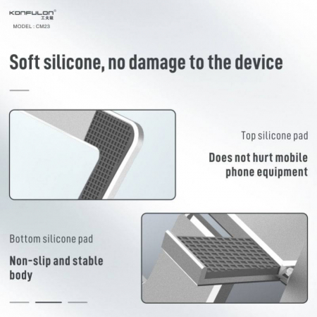 Suport pliabil Konfulon CM23, aluminiu, argintiu, pentru telefoane mobile [4]
