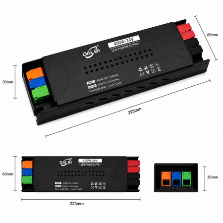 Sursa Alimentare LED 24V 400W 16.6A Slim cu Conectare Rapida Push-In DALBI [2]