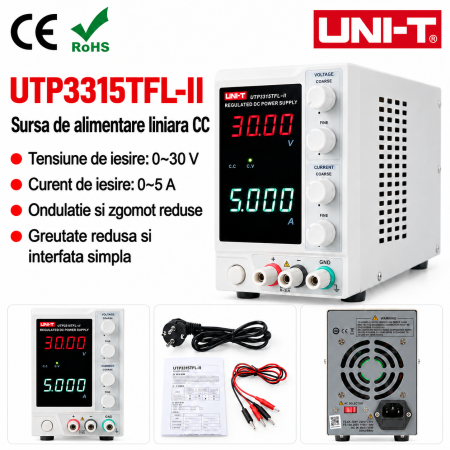 Sursa de alimentare liniara DC UNI-T 0-30V 0-5A pentru laborator si service (UTP3315TFL-II) [1]