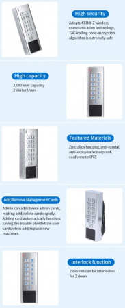 Tastatura control acces standalone EP-A8-EM-Tuya, iluminata, RFID, IP65, carcasa aluminiu, card si PIN [5]