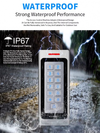 Tastatura control acces standalone EP-S701-EM, iluminata, RFID/NFC, IP67, carcasa aluminiu, card si PIN, alarma sabotaj [1]