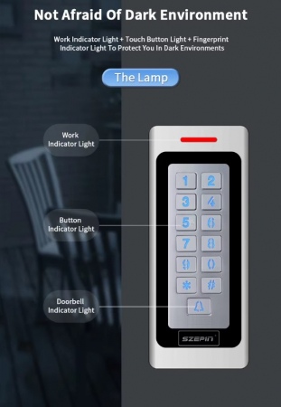 Tastatura control acces standalone EP-S701-EM, iluminata, RFID/NFC, IP67, carcasa aluminiu, card si PIN, alarma sabotaj [2]