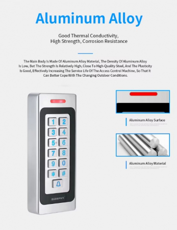 Tastatura control acces standalone EP-S701-EM, iluminata, RFID/NFC, IP67, carcasa aluminiu, card si PIN, alarma sabotaj [5]