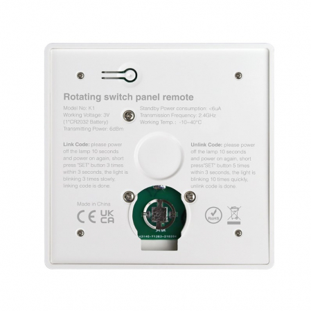 Telecomanda de perete MiBoxer, K1-W, 2.4Ghz cu buton rotativ, dual white/monocolor, alb [1]
