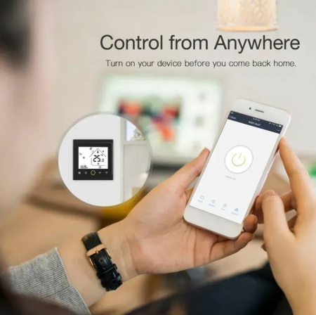 Termostat Wi-Fi pentru cazan/centrala gaz, 6 programe zilnice, control prin aplicatie Smart Life, compatibil Alexa si Google Home, alb [4]