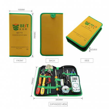 Trusa reparatie telefoane cu multimetru si letcon 16 piese BST-113 [1]