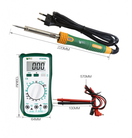 Trusa reparatie telefoane cu multimetru si letcon 16 piese BST-113 [2]