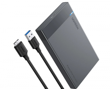 Accesorii Hard Disk - Carcasa hardisk extern HDD/SSD, Micro USB 3.0, SATA, 2.5 inch, Negru Ugreen US221