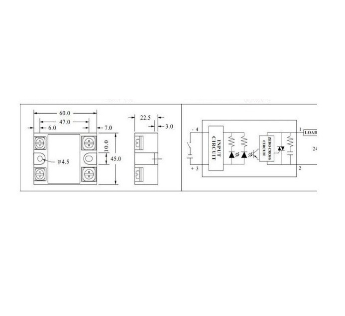 Solid State Relay, DC-DC Festkörperrelais SSR60DD 60A 3-32V DC bis 5-110V DC SSR