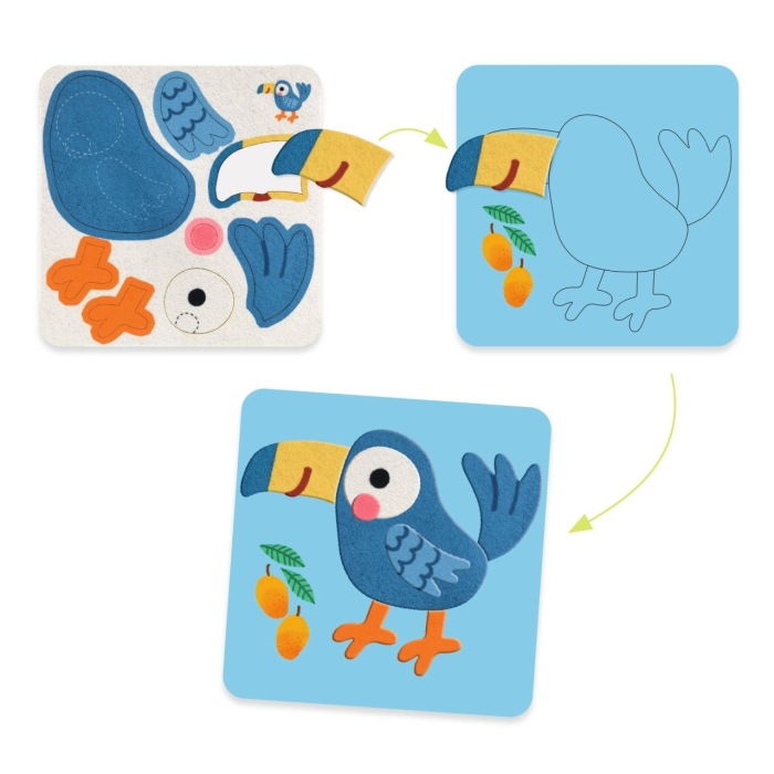 Joc creativ cu stickere din fetru Animalute moi, Djeco [5]