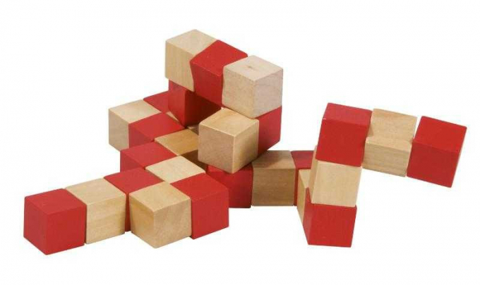 Joc logic IQ 3D Puzzle Cub natur-rosu, Fridolin [2]