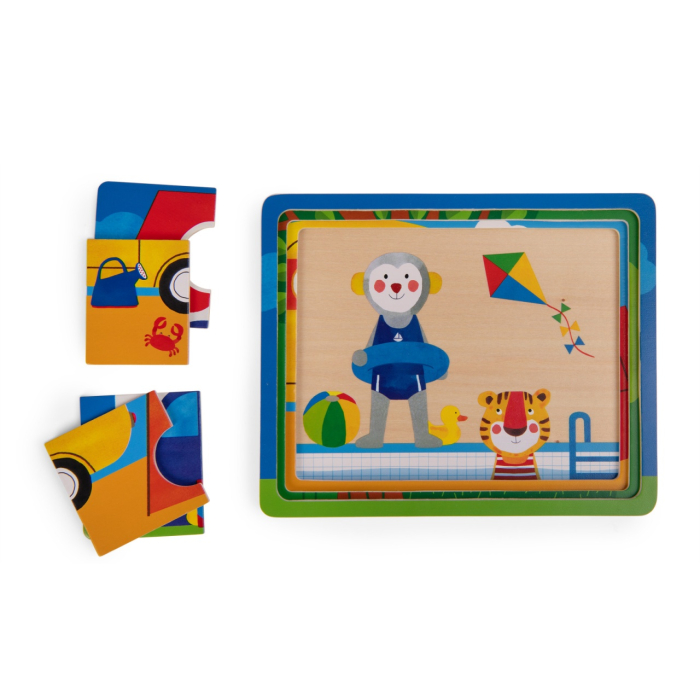 Puzzle din lemn cu 3 niveluri Les Popipop, Moulin Roty [3]