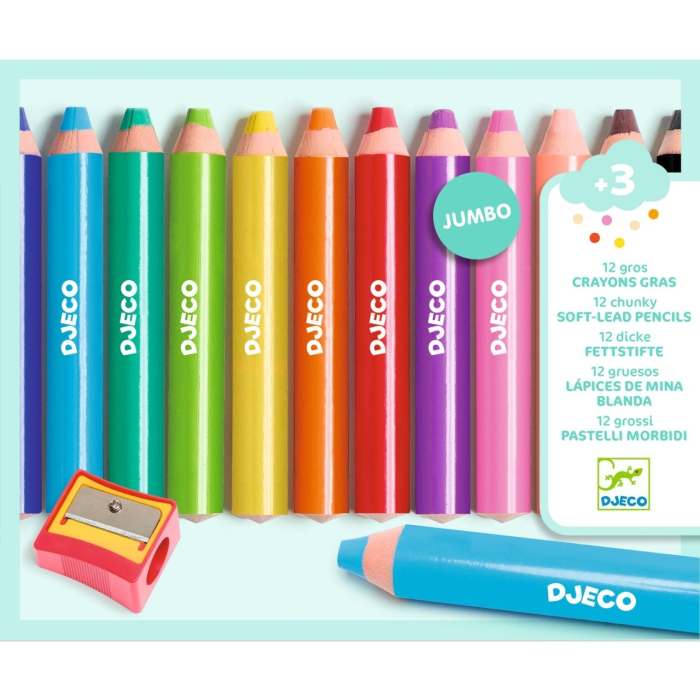 Set 12 creioane colorate cu ascutitoare, Djeco [4]