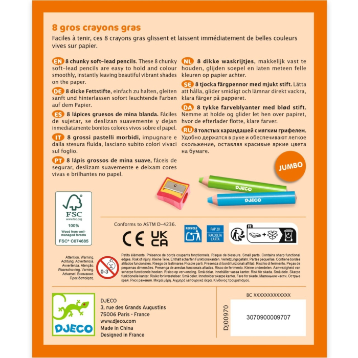 Set 8 creioane colorate cu ascutitoare, Djeco [4]