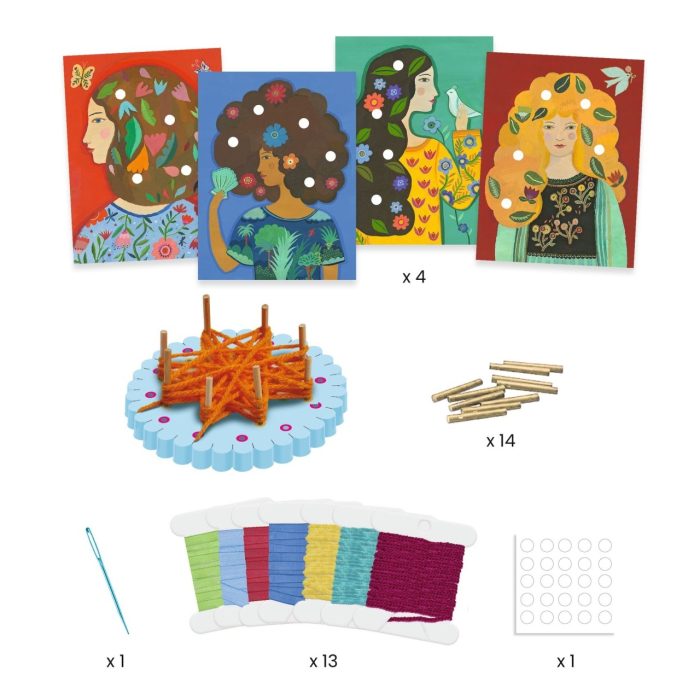 Set creativ Portrete cu flori in par, Djeco [5]