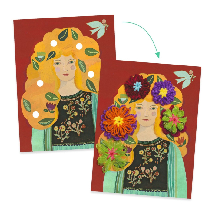 Set creativ Portrete cu flori in par, Djeco [3]