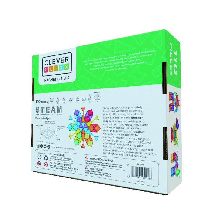 Set magnetic de construit Inventiv 110 piese, Cleverclixx [2]