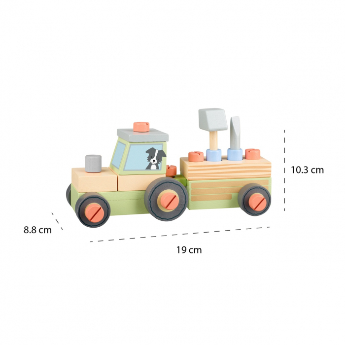Tractor din lemn de asamblat, Orange Tree Toys [3]