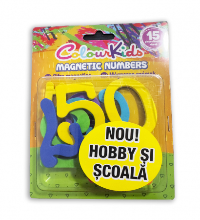 Rechizite școlare - Cifre magnetice Colour Kids, set 15 piese, 4 cm, diverse culori