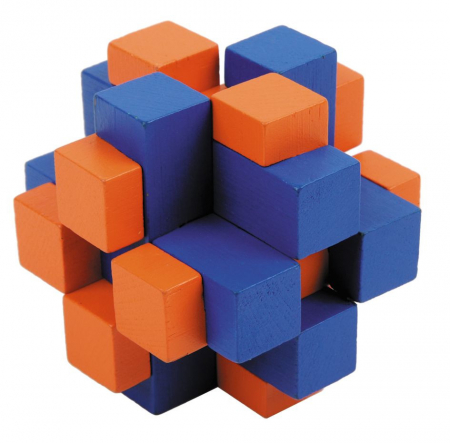 De logica - Joc logic IQ din Puzzle 3D Cub cross colorat, Fridolin