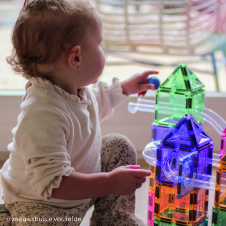 Joc magnetic Circuit pastel cu bile - 110 Piese, Cleverclixx [4]