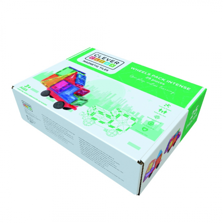 Joc magnetic de construit cu set de roti 25 piese, Cleverclixx [1]