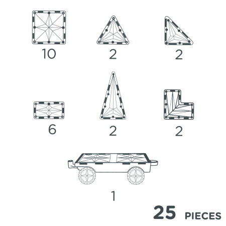 Joc magnetic de construit cu set de roti 25 piese, Cleverclixx [3]