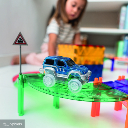 Joc magnetic Traseu de curse 65 piese, Cleverclixx [4]