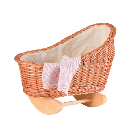 Papusi si accesorii - Leagan din rachita pentru papusi, cu paturica tricotata, Egmont Toys