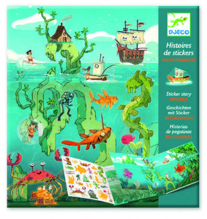 Creative - Planse cu abtibilduri repozitionabile Aventuri pe mare, Djeco
