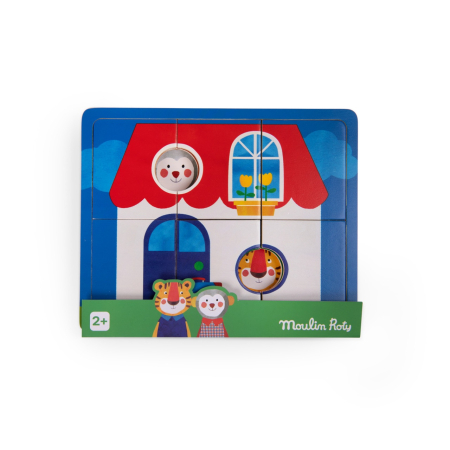 Noutati - Puzzle din lemn cu 3 niveluri Les Popipop, Moulin Roty