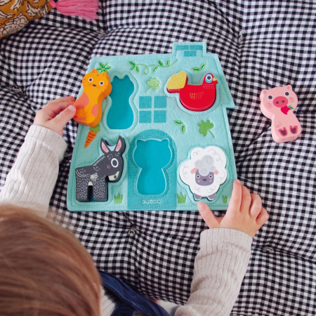 Puzzle din lemn cu bază din fetru, Djeco [3]