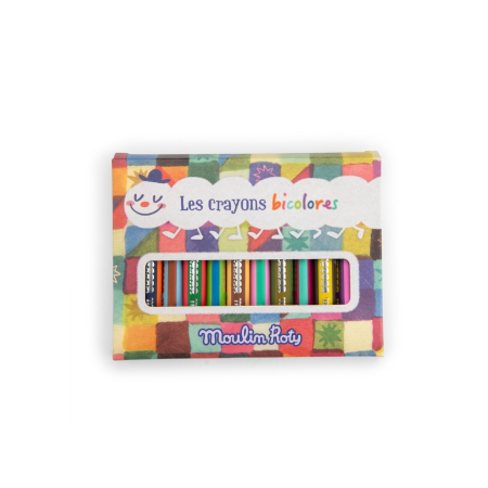 Noutati - Set 12 Creioane colorate bicolore Les Petites Merveilles, Moulin Roty