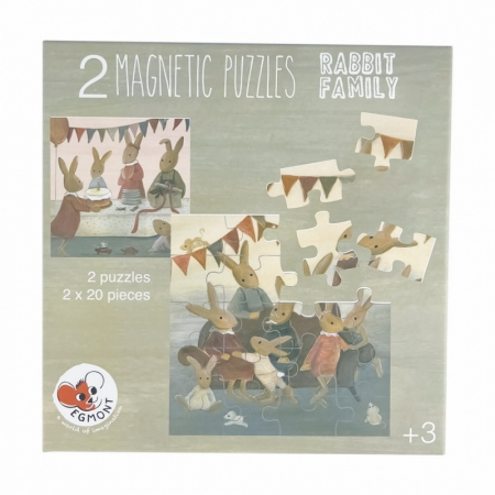 Puzzle - Set 2 puzzle-uri magnetice Familia iepurasilor, Egmont Toys