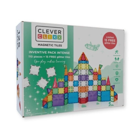 De construit - Set magnetic de construit 125 piese, Cleverclixx