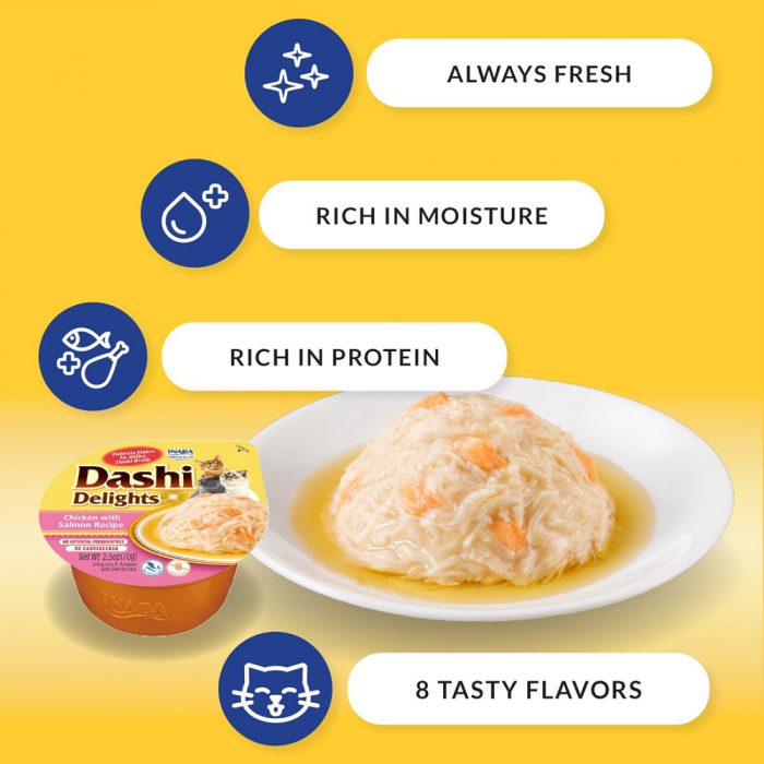 Hrana umeda pentru pisici, Inaba Dashi Delights Chicken with Tuna & Scallop Recipe, 70G [4]