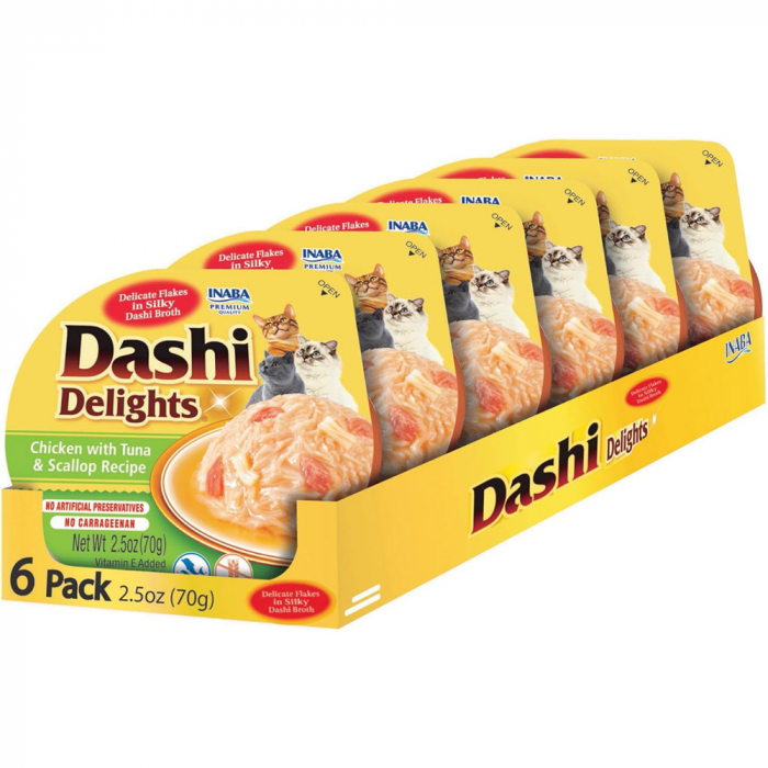 Hrana umeda pentru pisici, Inaba Dashi Delights Chicken with Tuna & Scallop Recipe, 70G [2]