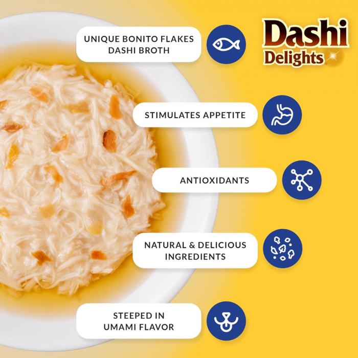 Hrana umeda pentru pisici, Inaba Dashi Delights Chicken with Tuna & Scallop Recipe, 70G [5]