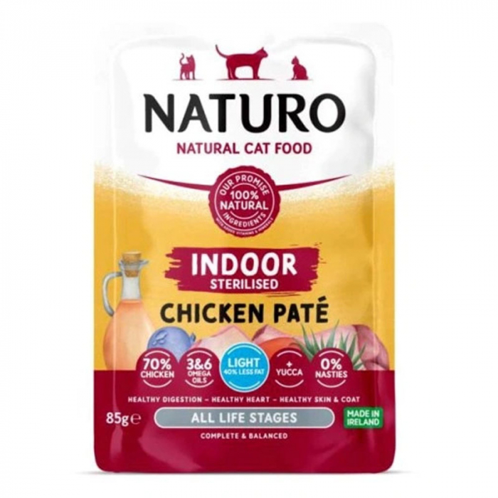 Naturo Cat Grain Free Indoor Sterilised Chicken Pate Pouch [6]