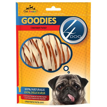 Recompense pentru caini, 4Dog, Goodies Chicken Twist, 100G [1]