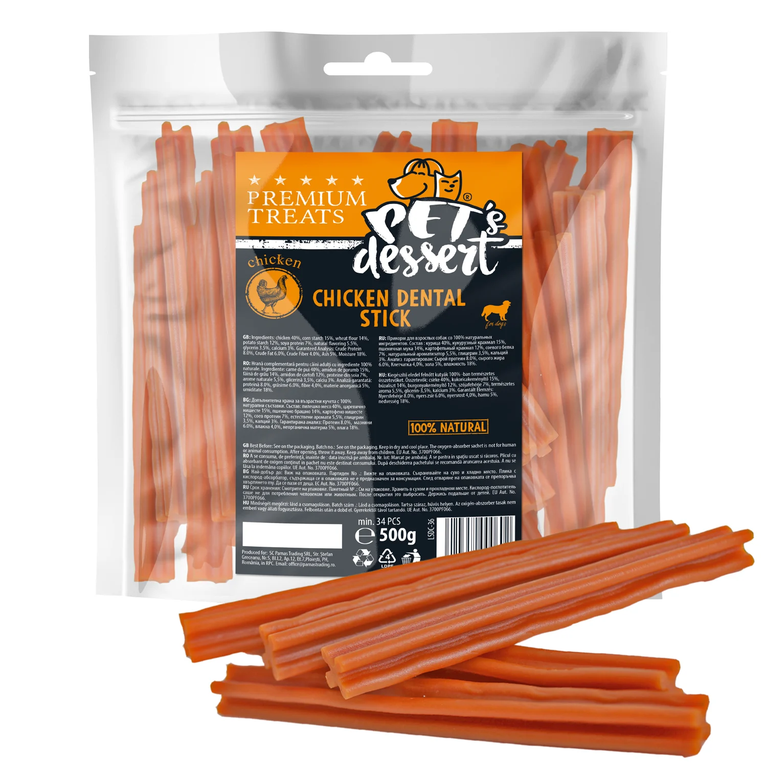 Pet's Desert Dog Chicken Dental Stick 500g LSDC-36 [1]