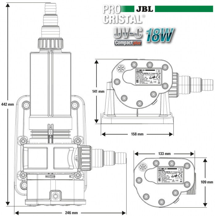 Sterilizator pentru acvariu, JBL ProCristal Compact plus 18 W [6]