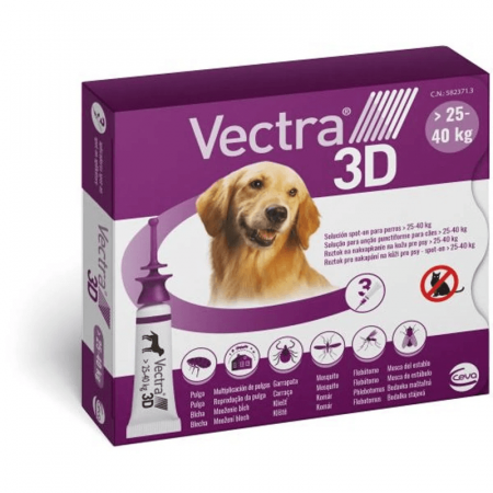 Antiparazitare caini - Vectra 3D 25-40 kg, cutie cu 3 pipete solutie spot-on x 4,7 ml